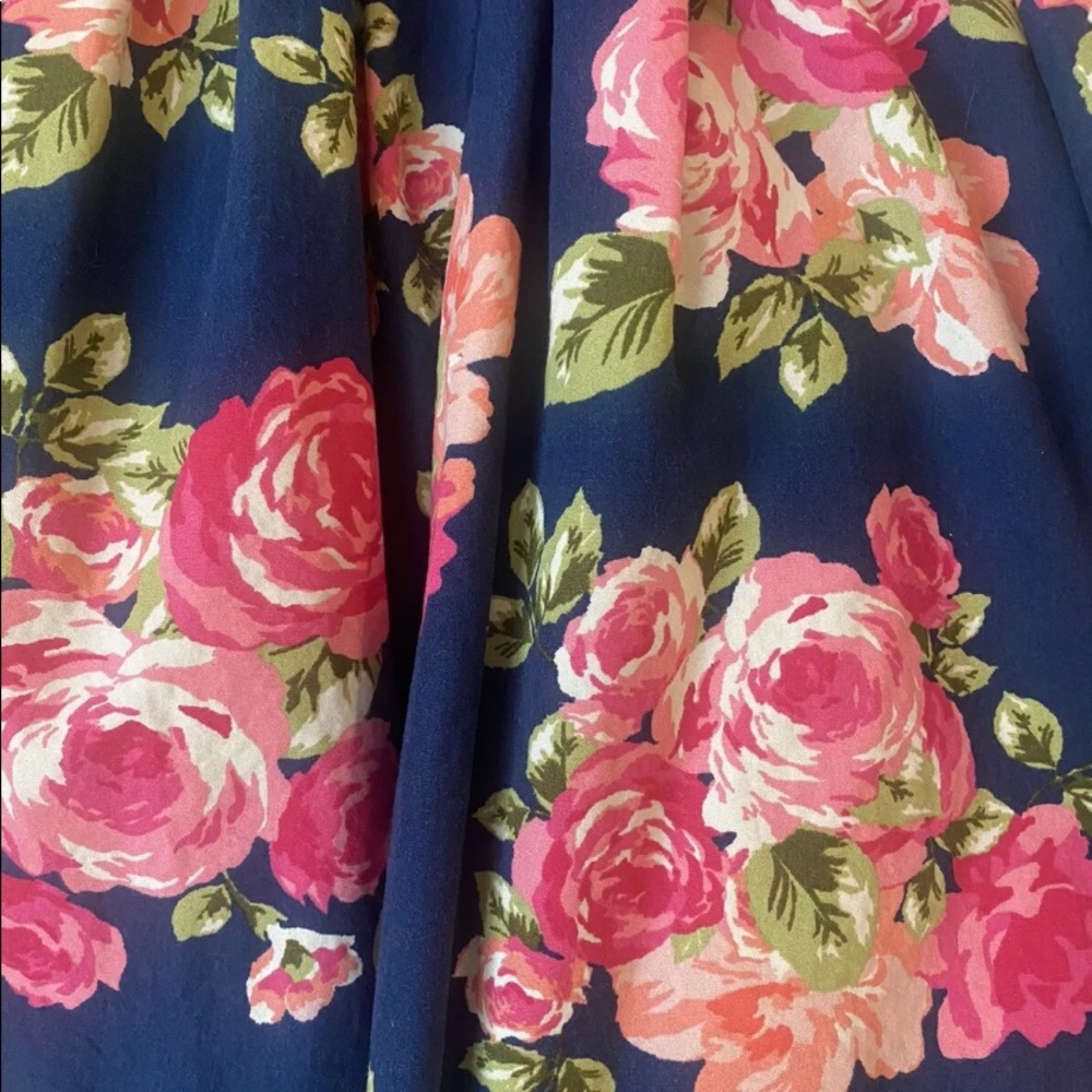 Forever 21 Women's Blue Rosebud Strapless Dress Size: M - Picture 7 of 8